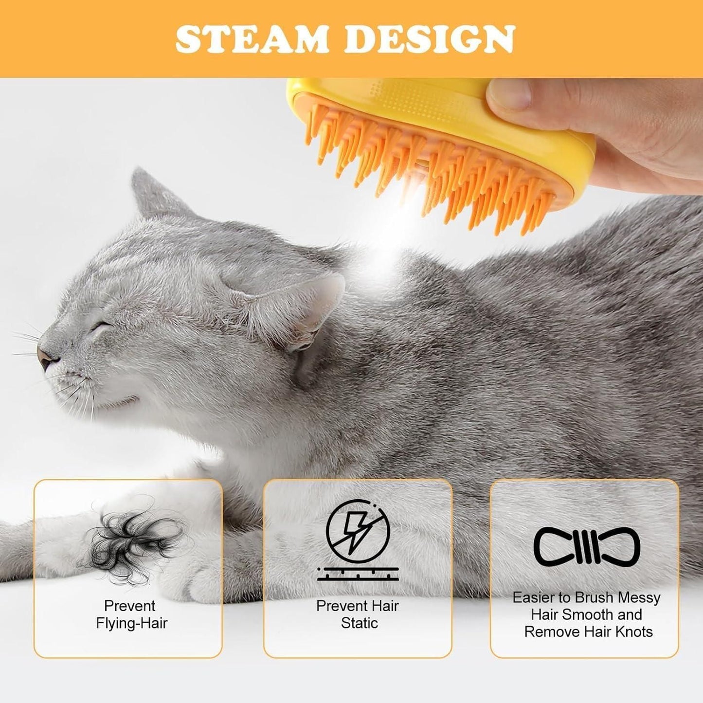 Viral Steam Pet Hairbrush for Dog and Cat!🤩🐾